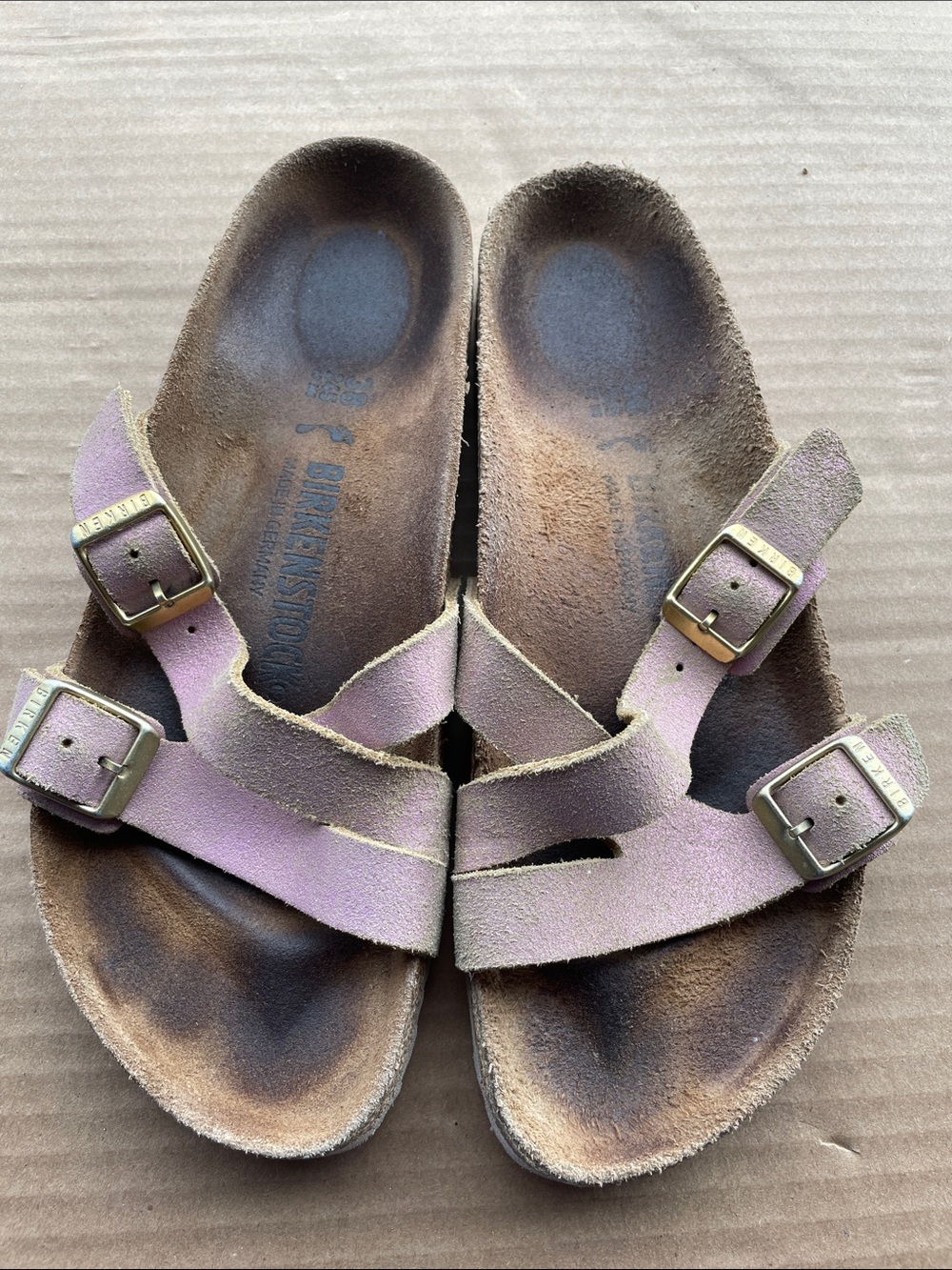 Birkenstock Pink Suede Double Buckle Slide Sandals